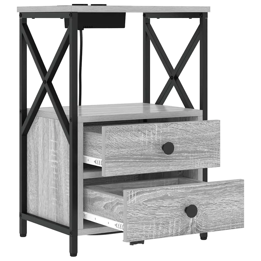 Cabinet de chevet Gris Sonoma 40 x 31 x 60 cm Bois d'ingénierie - 5