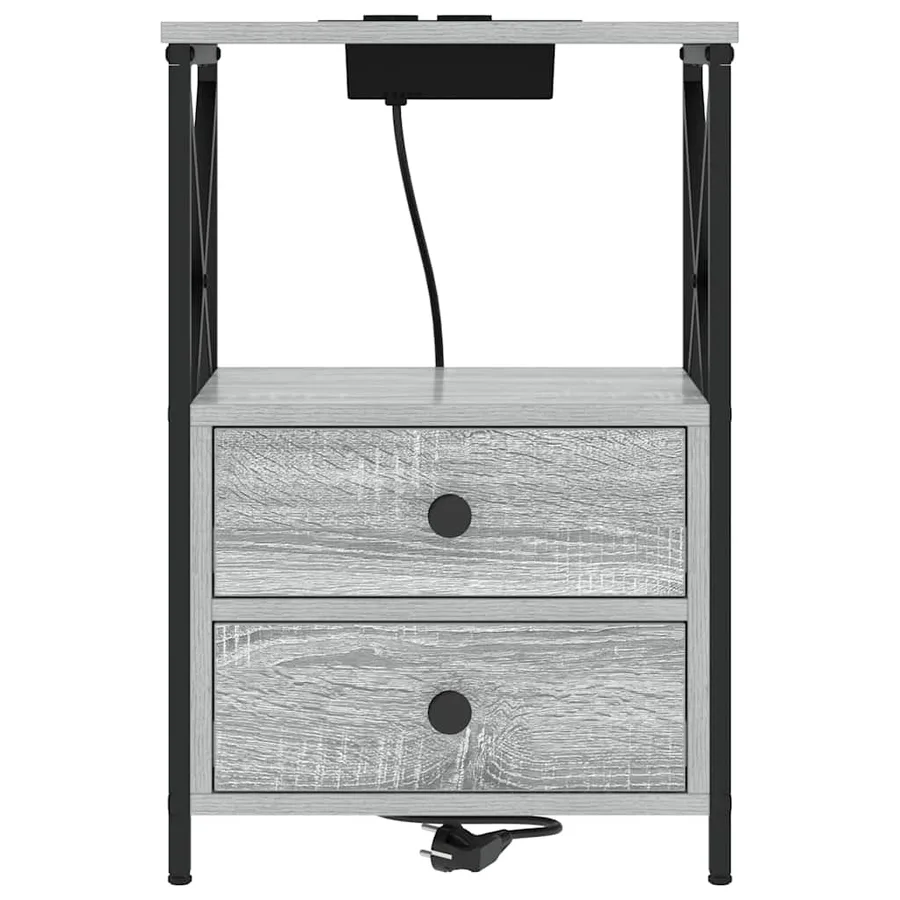 Cabinet de chevet Gris Sonoma 40 x 31 x 60 cm Bois d'ingénierie - 6