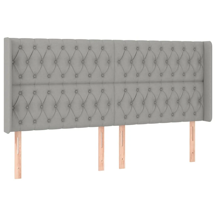 Tête de lit avec oreilles Gris clair 203x16x118/128 cm Tissu - 2