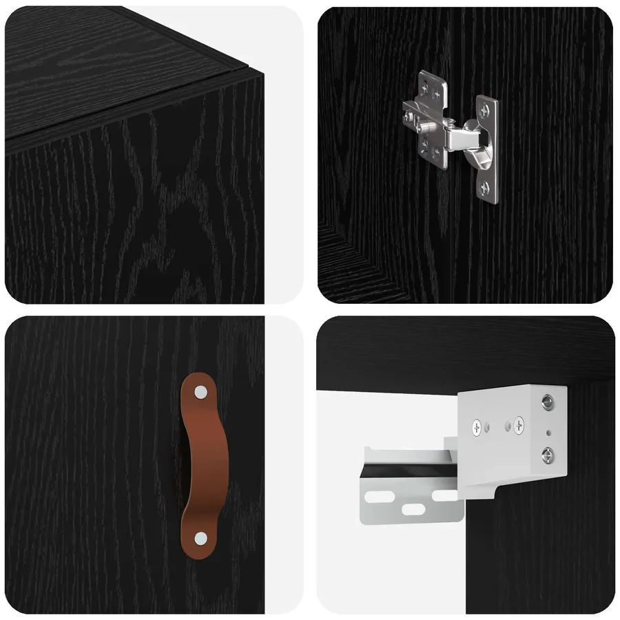 Armoire Murale Montage mural 2 pcs Chêne noir 69,5 x 34 x 90 cm - 8