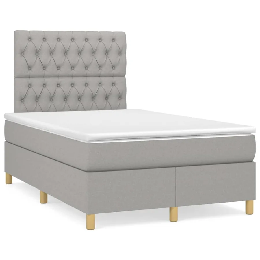 Sommier à lattes de lit avec matelas Gris clair 120x200cm Tissu - 2