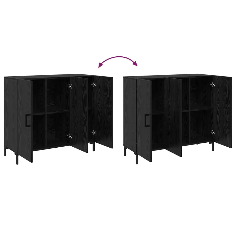 Buffet Chêne noir 90 x 34 x 80 cm Bois d'ingénierie - 8
