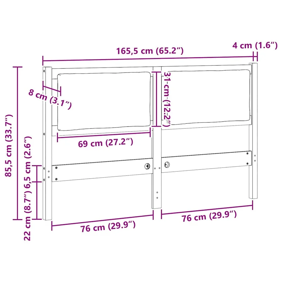 Tête de lit Autre Blanc 160 cm Bois massif en pin - 11
