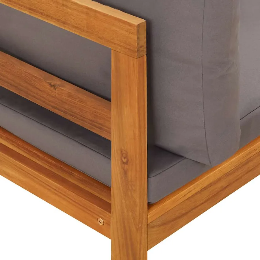 Salon de jardin 2 pcs avec coussins gris foncé Bois d'acacia - 10