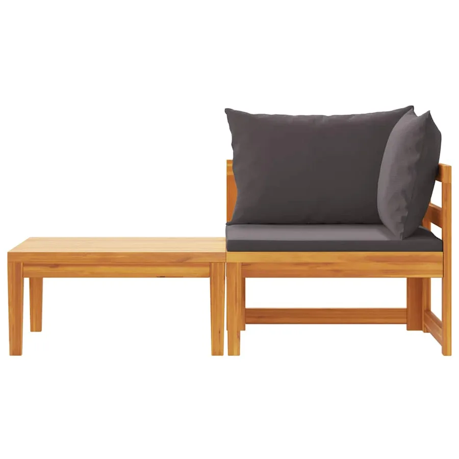 Salon de jardin 2 pcs avec coussins gris foncé Bois d'acacia - 5