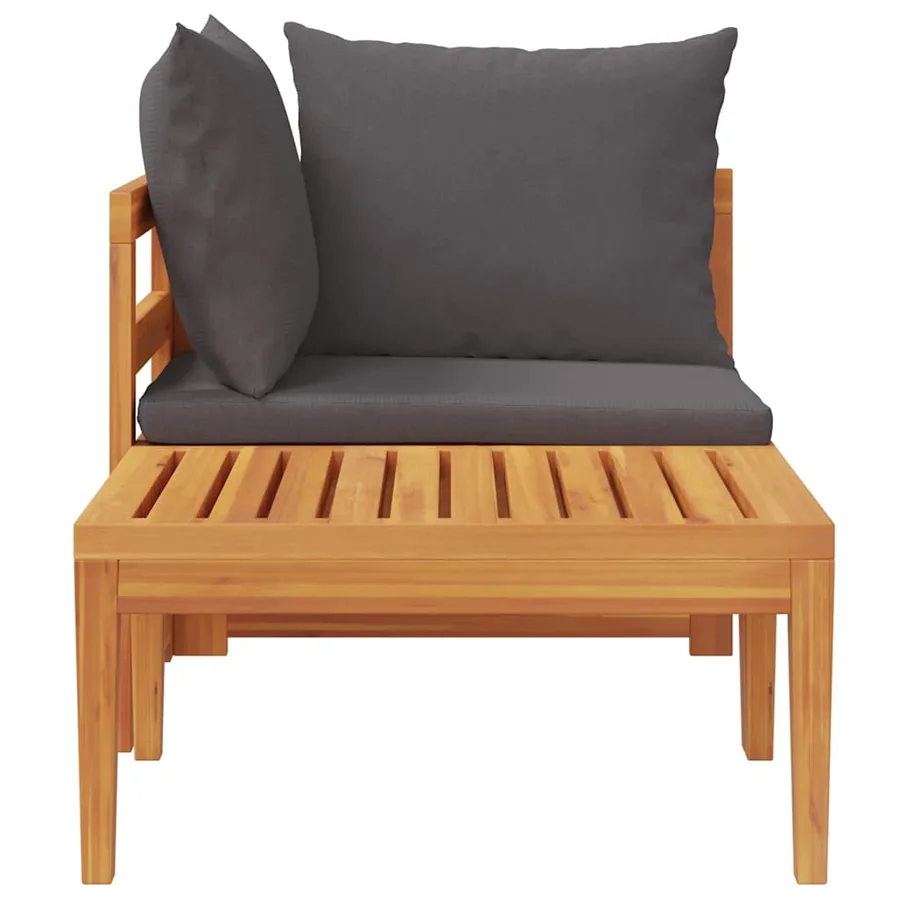 Salon de jardin 2 pcs avec coussins gris foncé Bois d'acacia - 6