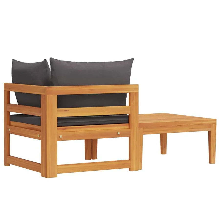 Salon de jardin 2 pcs avec coussins gris foncé Bois d'acacia - 7