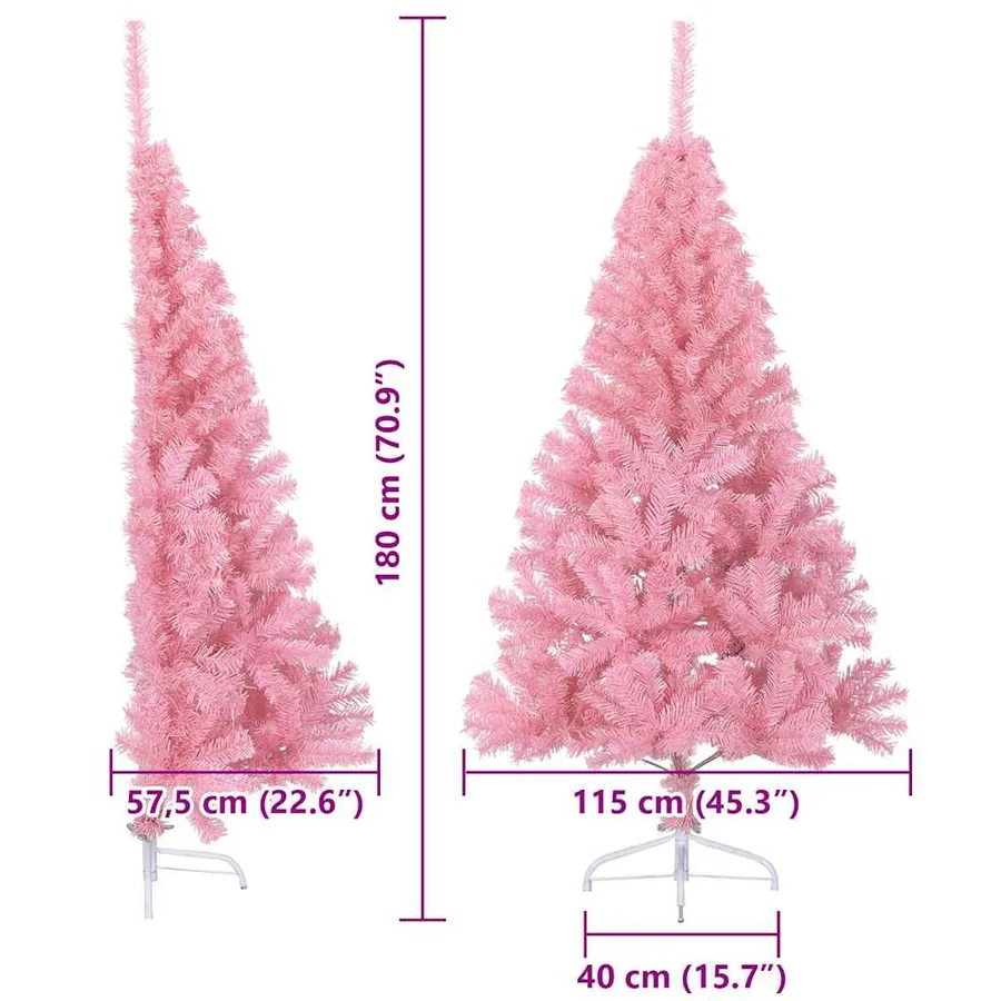 Sapin de Noël artificiel pré-éclairé Rose 180 cm PVC - 13