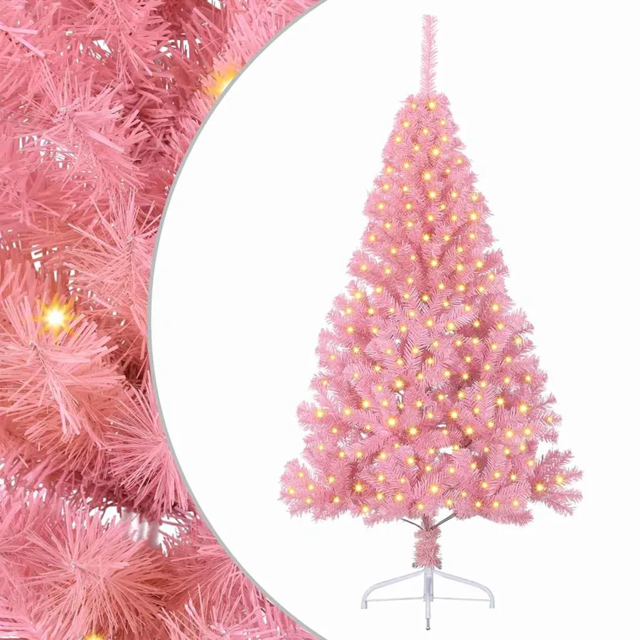 Sapin de Noël artificiel pré-éclairé Rose 180 cm PVC - 2