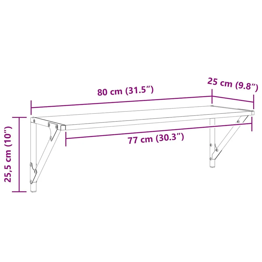 Étagères Murales 2 pcs Chêne noir 80 x 25 x 25,5 cm - 12