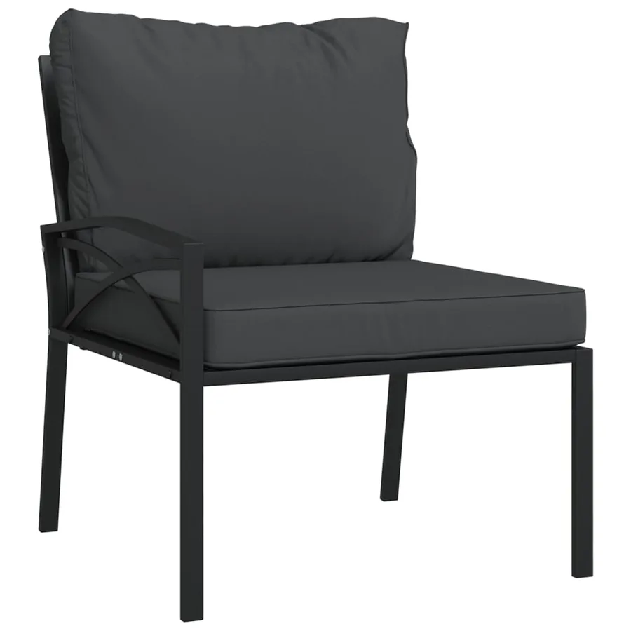 Salon de jardin 7 pcs avec coussins gris bambou acier - 5