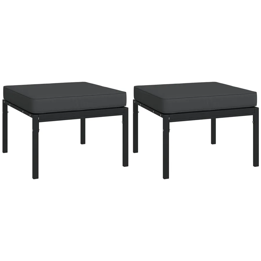 Salon de jardin 7 pcs avec coussins gris bambou acier - 9