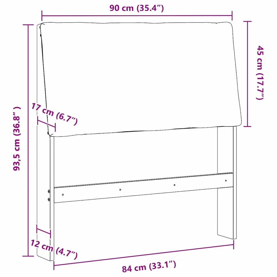 Tête de lit capitonnée Noir 90 cm Pin massif - 11