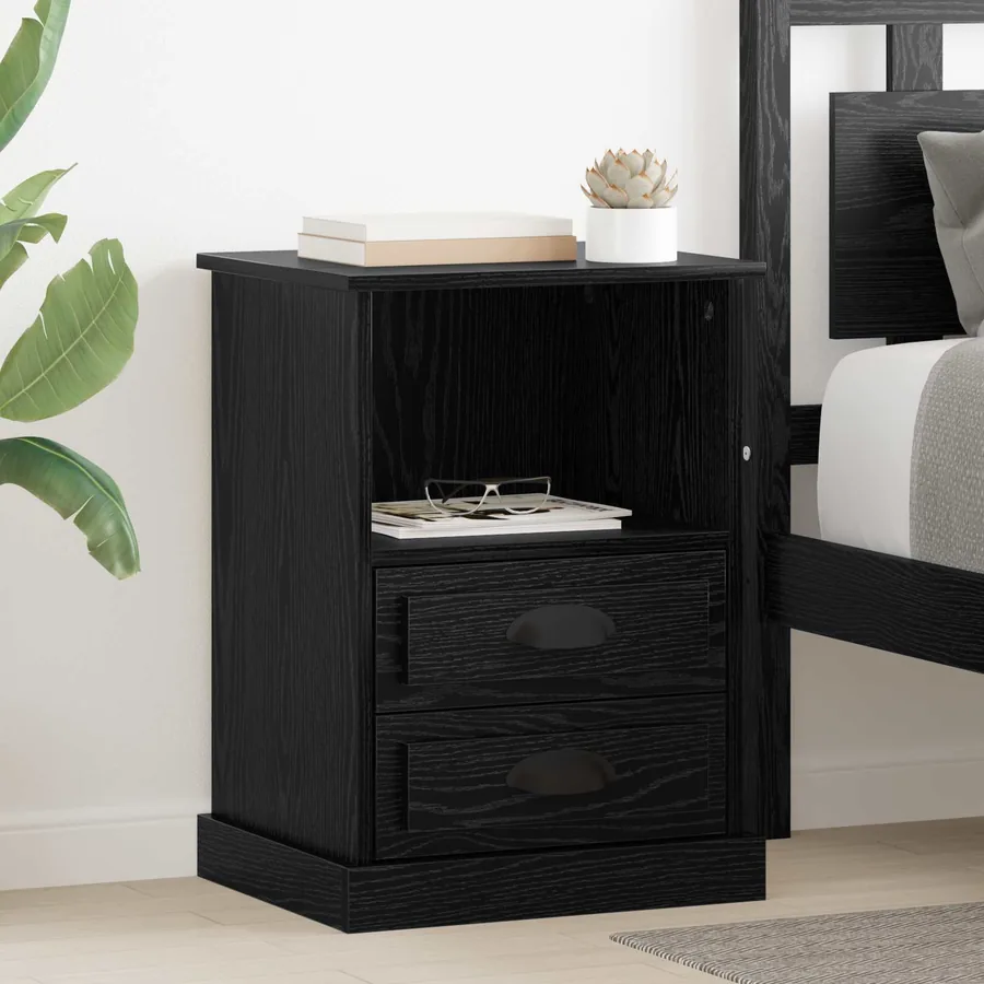 Cabinet de chevet avec tiroir 2 pcs Chêne noir 36 x 43 x 60 cm
