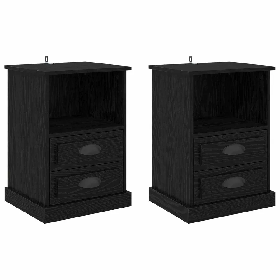 Cabinet de chevet avec tiroir 2 pcs Chêne noir 36 x 43 x 60 cm - 2