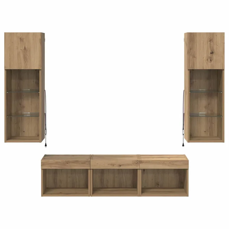Meubles TV muraux 5 pcs Chêne noir Bois d'ingénierie - 10