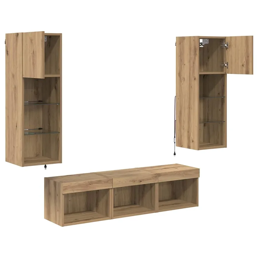 Meubles TV muraux 5 pcs Chêne noir Bois d'ingénierie - 9
