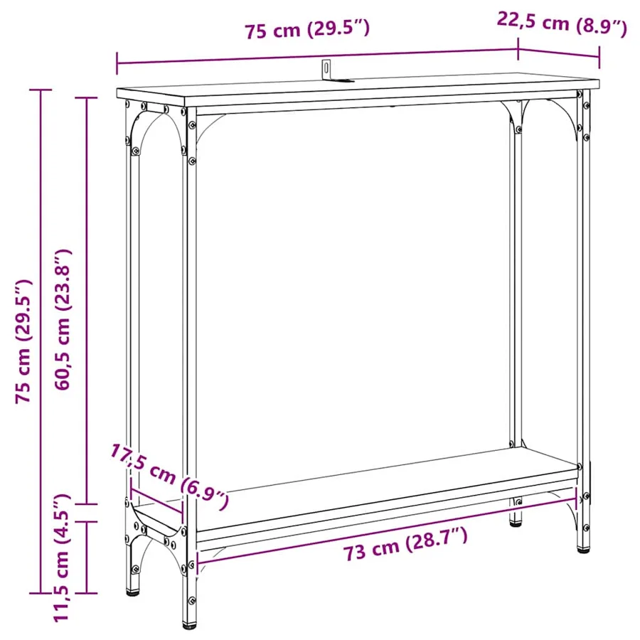 Table console Bois Ancien 75 x 22,5 x 75 cm Bois d'ingénierie - 13