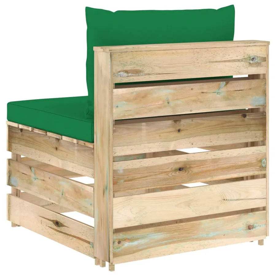 Canapé central sectionnel avec coussins Bois imprégné de vert - 4