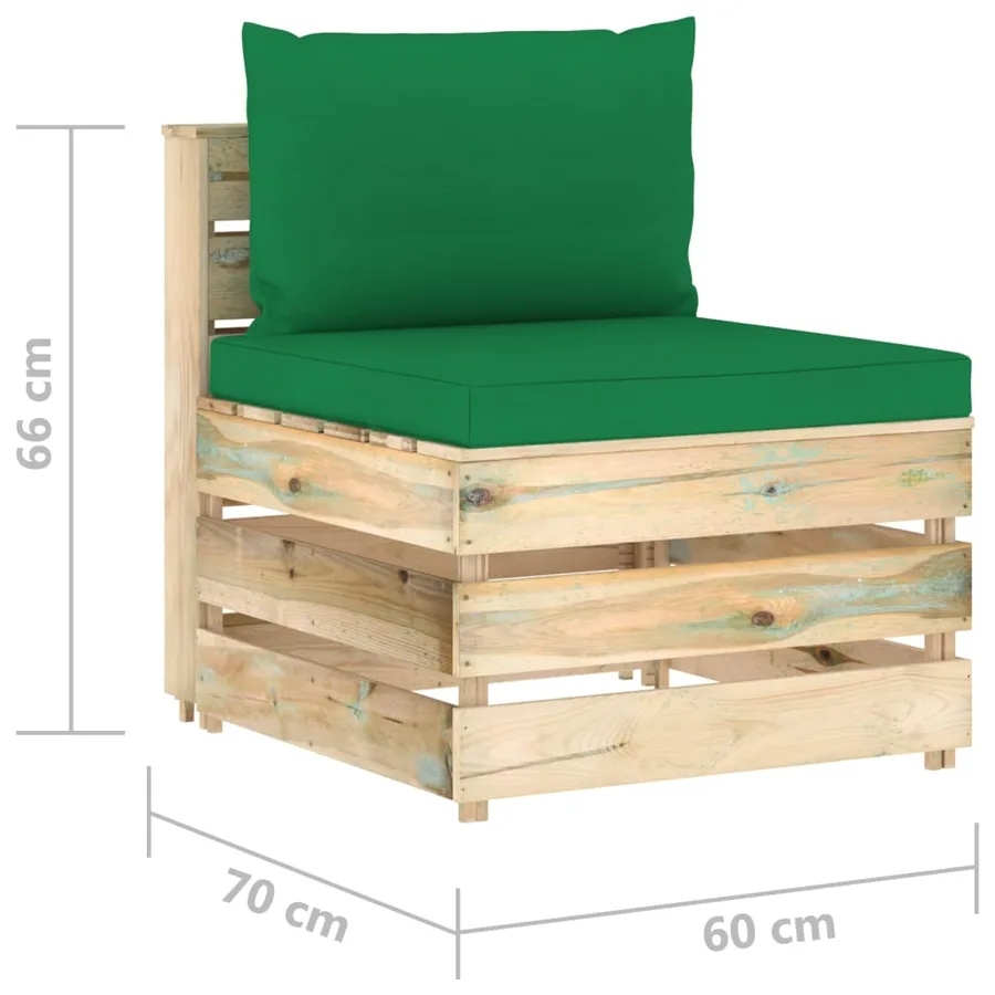 Canapé central sectionnel avec coussins Bois imprégné de vert - 6