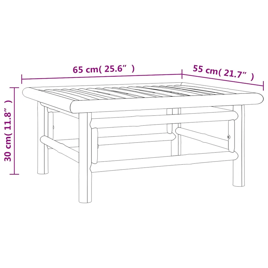 Table de jardin 65x55x30 cm bambou - 7