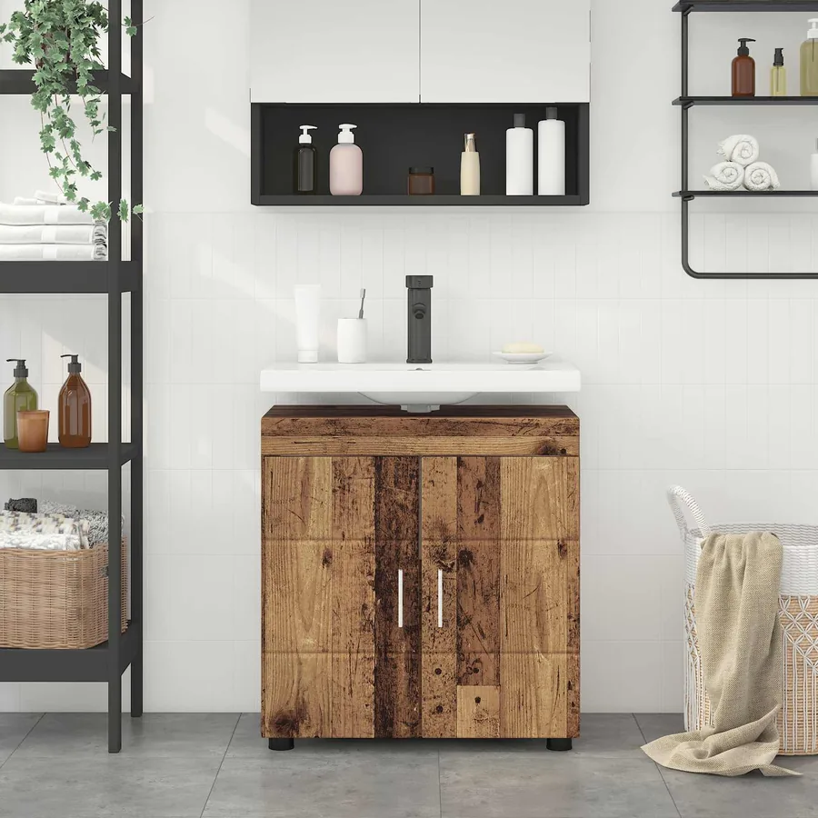Ensemble d'armoire de salle de bain TULUM Bois ancien