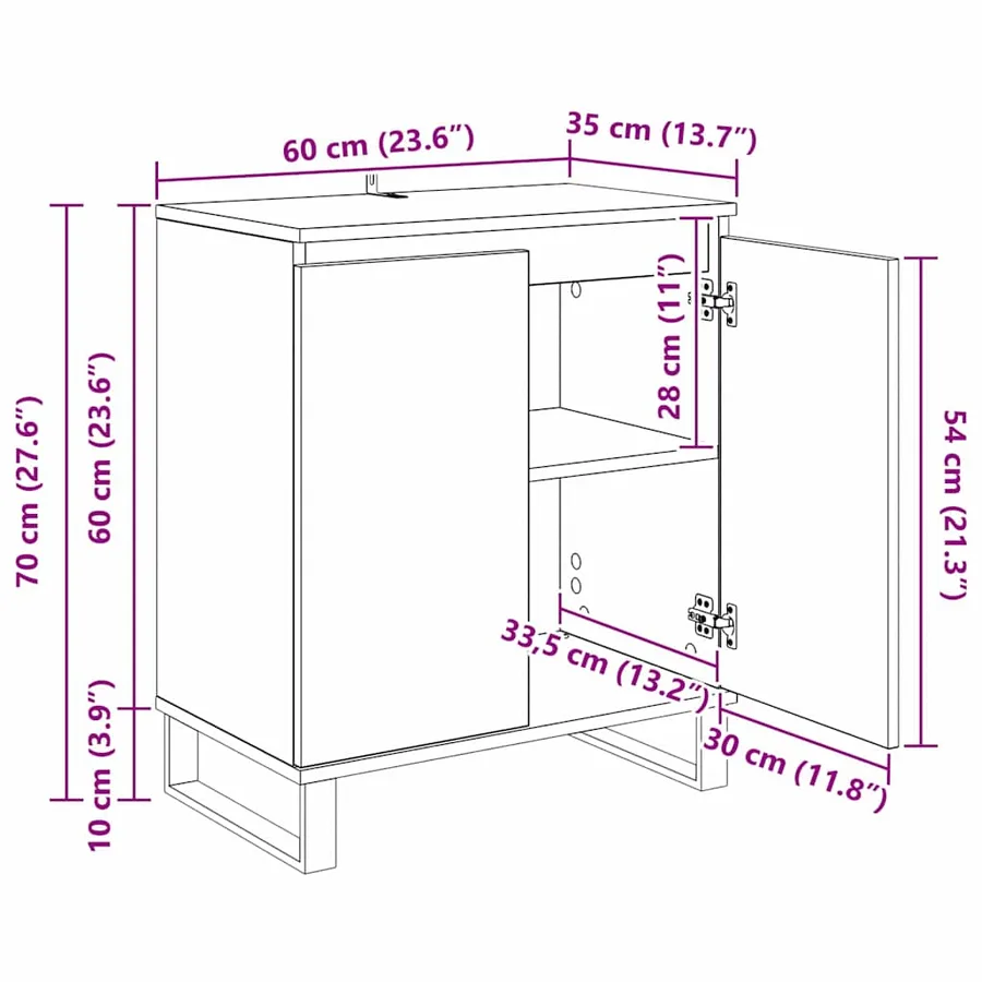 Buffet Chêne noir 60 x 35 x 70 cm Bois d'ingénierie - 14