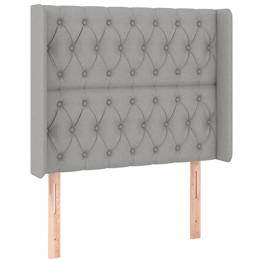 Tête de lit avec oreilles Gris clair 103x16x118/128 cm Tissu - 2