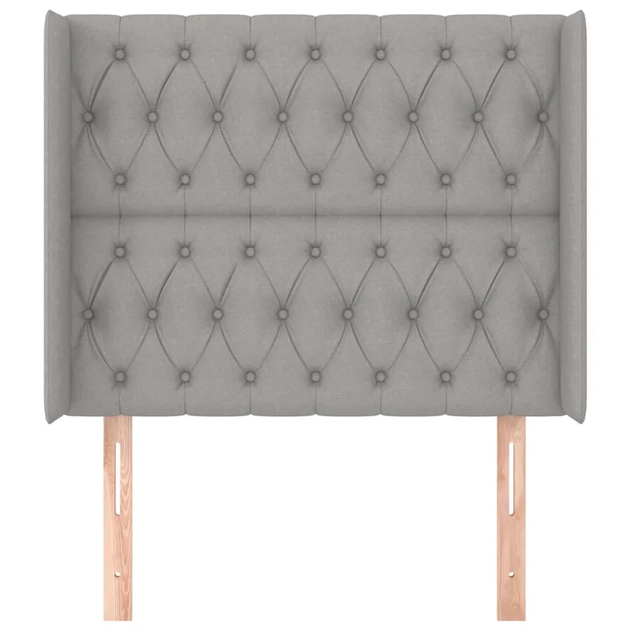 Tête de lit avec oreilles Gris clair 103x16x118/128 cm Tissu - 3