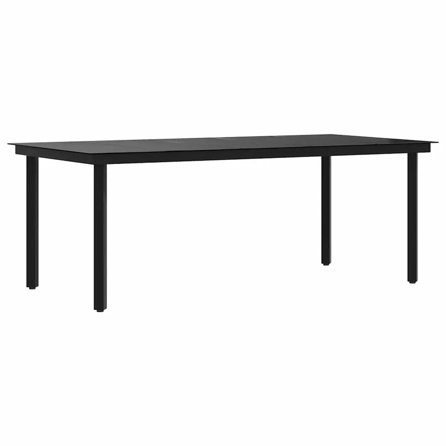Table à dîner de jardin Noir 200x100x74 cm Acier et verre - 7