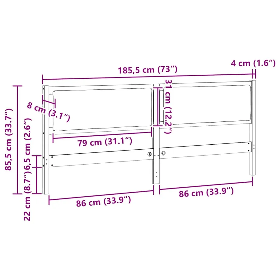 Tête de lit Autre Blanc 180 cm Bois massif en pin - 11