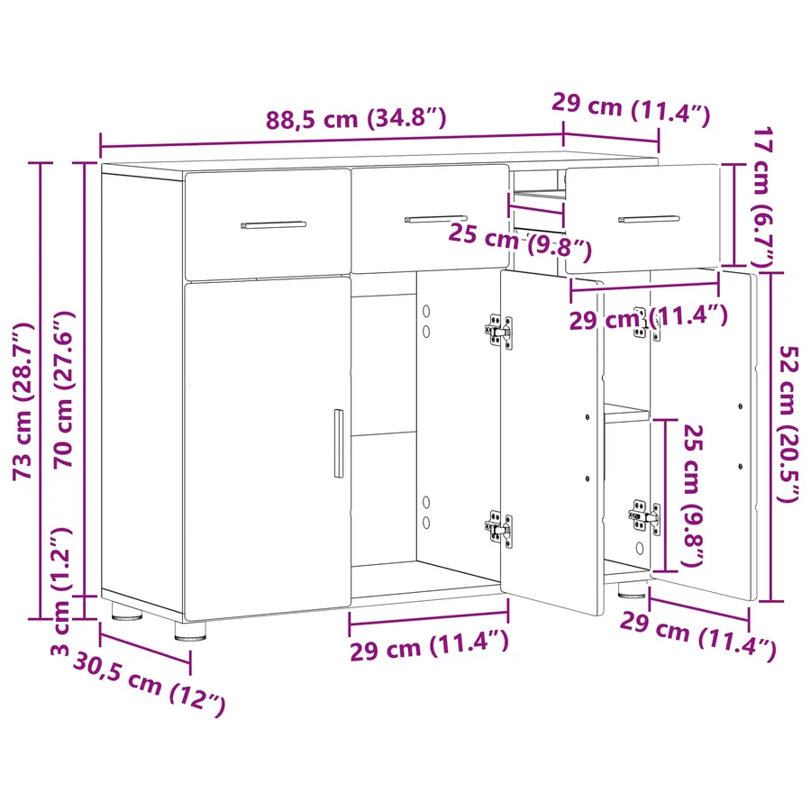Buffet FLORIN 88,5 x 30,5 x 73 cm Blanc brillant - 13