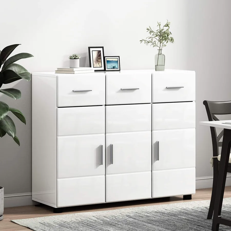 Buffet FLORIN 88,5 x 30,5 x 73 cm Blanc brillant - 4