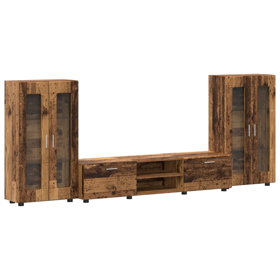 Ensemble meuble TV FLORIN 3 pcs Bois ancien Bois d'ingénierie - 2