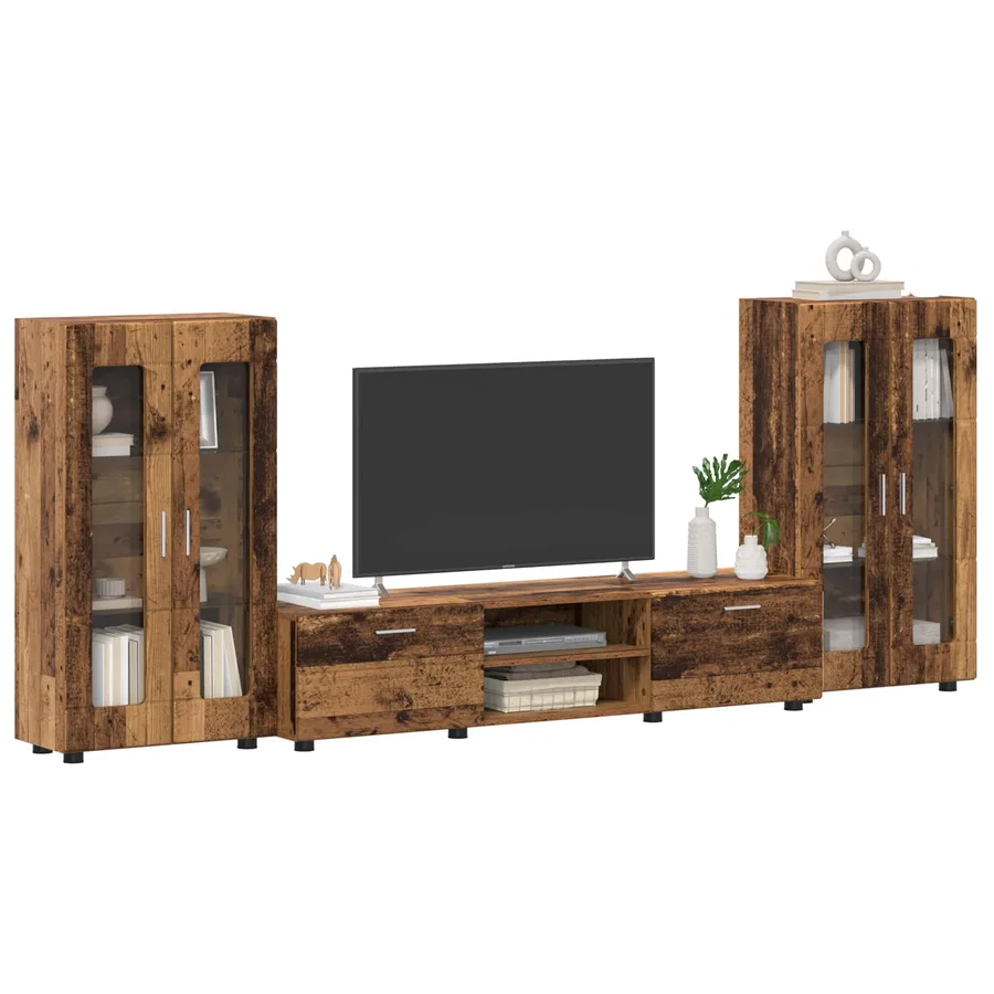 Ensemble meuble TV FLORIN 3 pcs Bois ancien Bois d'ingénierie - 3