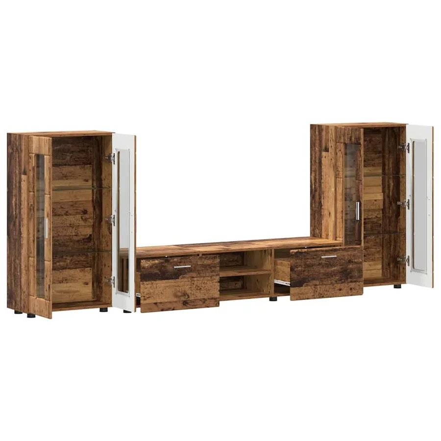 Ensemble meuble TV FLORIN 3 pcs Bois ancien Bois d'ingénierie - 5