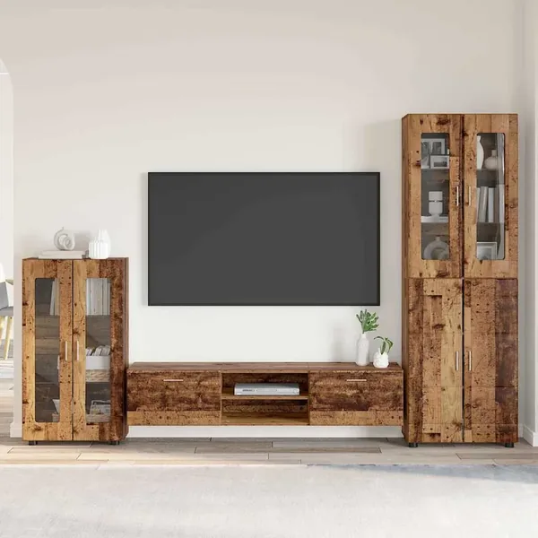 Ensemble meuble TV FLORIN 3 pcs Bois ancien Bois d'ingénierie