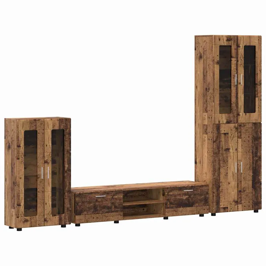 Ensemble meuble TV FLORIN 3 pcs Bois ancien Bois d'ingénierie - 2