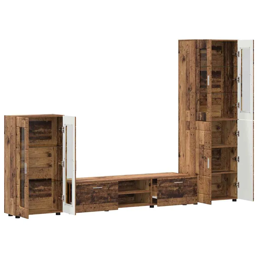 Ensemble meuble TV FLORIN 3 pcs Bois ancien Bois d'ingénierie - 5