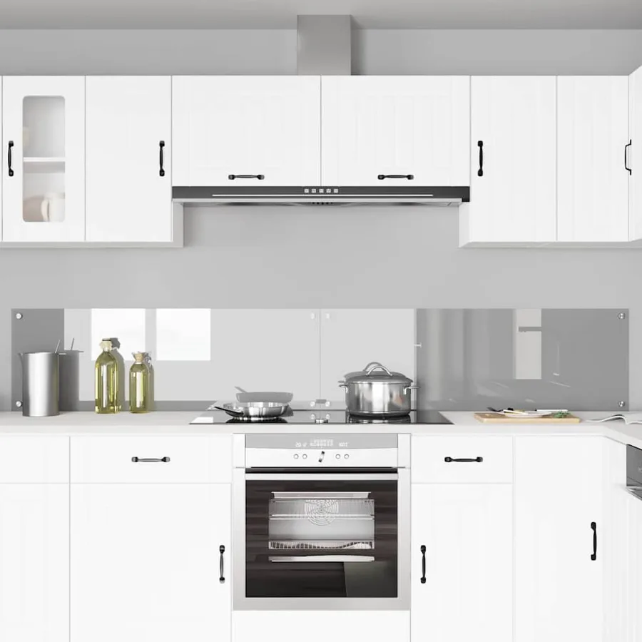 Crédence de cuisine 2 pcs Gris clair 120 x 40 cm verre trempé - 3