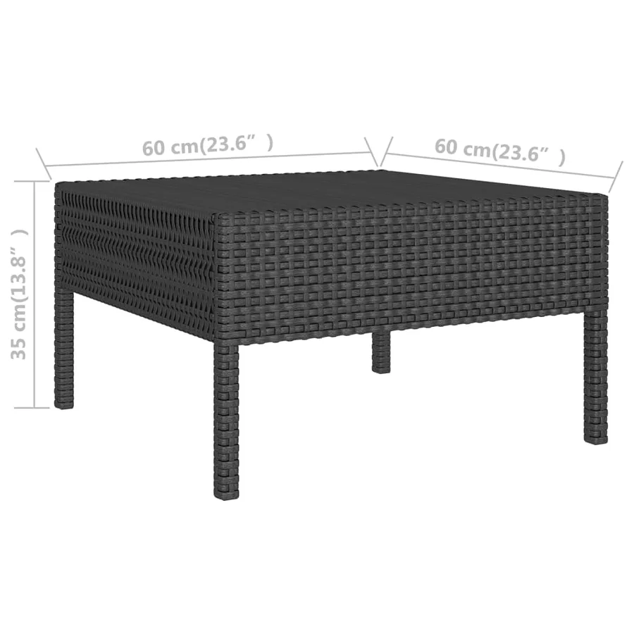 Salon de jardin 9 pcs avec coussins Résine tressée Noir - 8