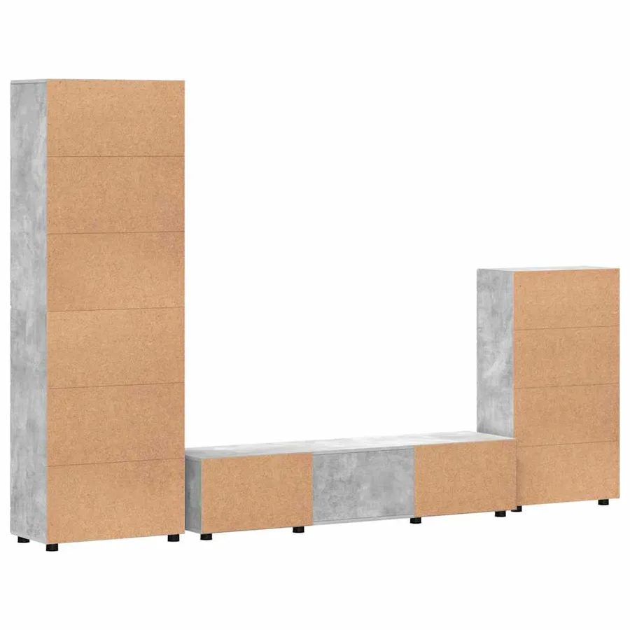 Ensemble meuble TV FLORIN 3 pcs Gris béton Bois d'ingénierie - 10