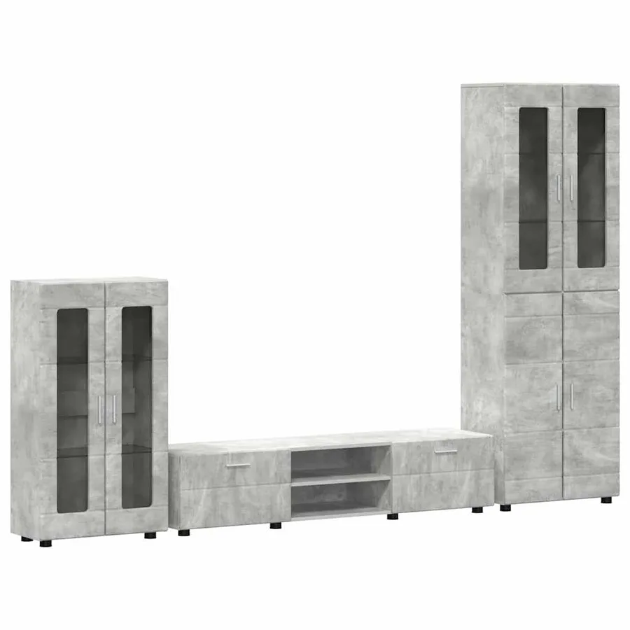 Ensemble meuble TV FLORIN 3 pcs Gris béton Bois d'ingénierie - 2
