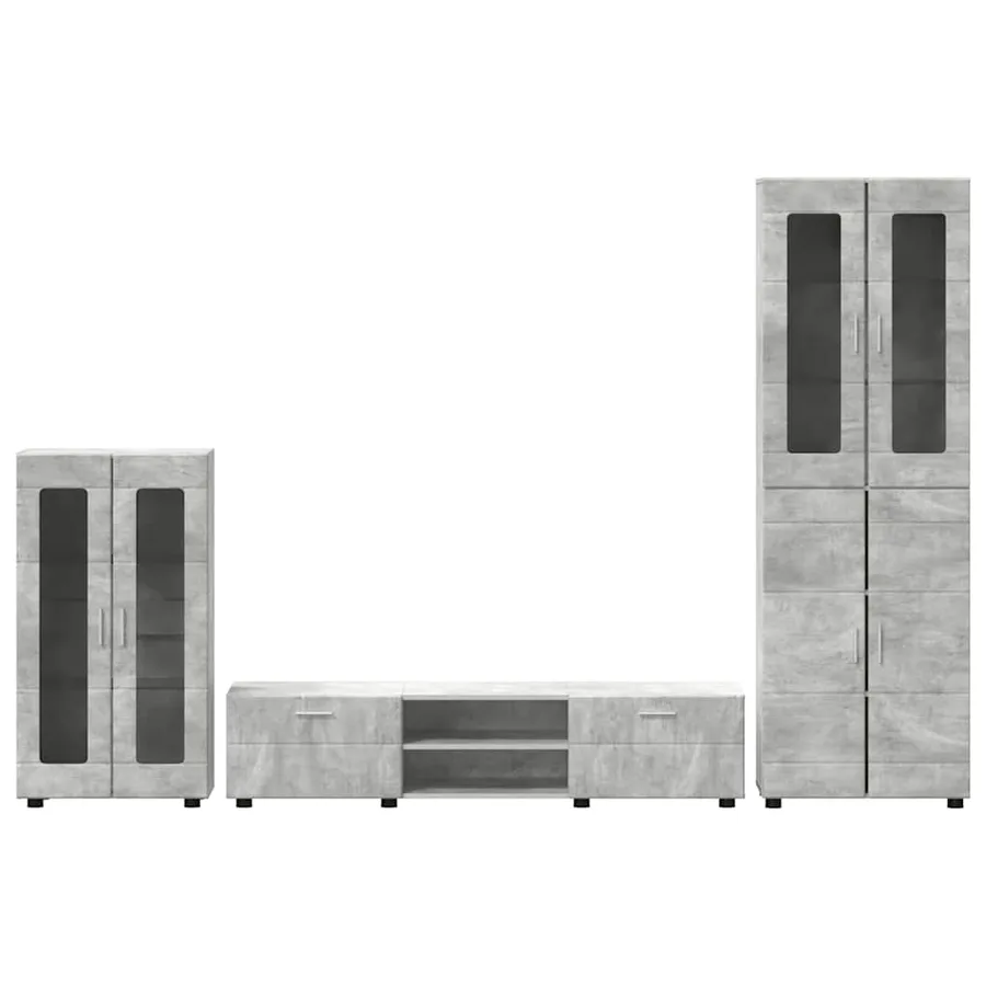 Ensemble meuble TV FLORIN 3 pcs Gris béton Bois d'ingénierie - 9
