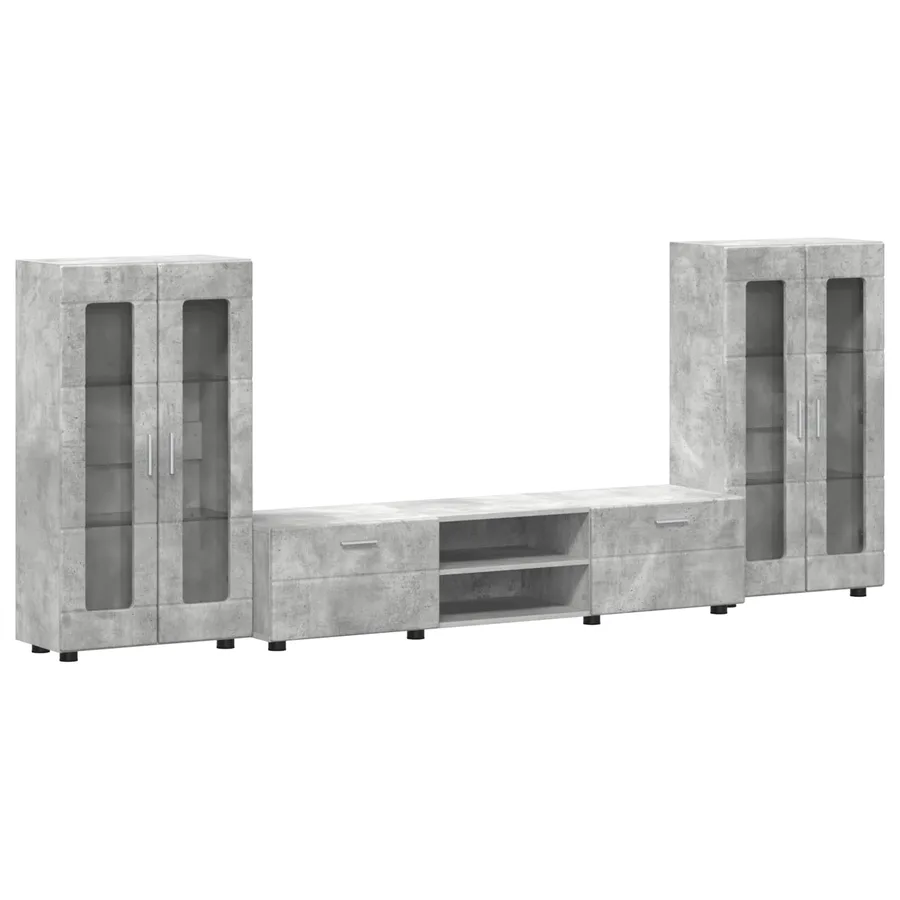 Ensemble meuble TV FLORIN 3 pcs Gris béton Bois d'ingénierie - 2