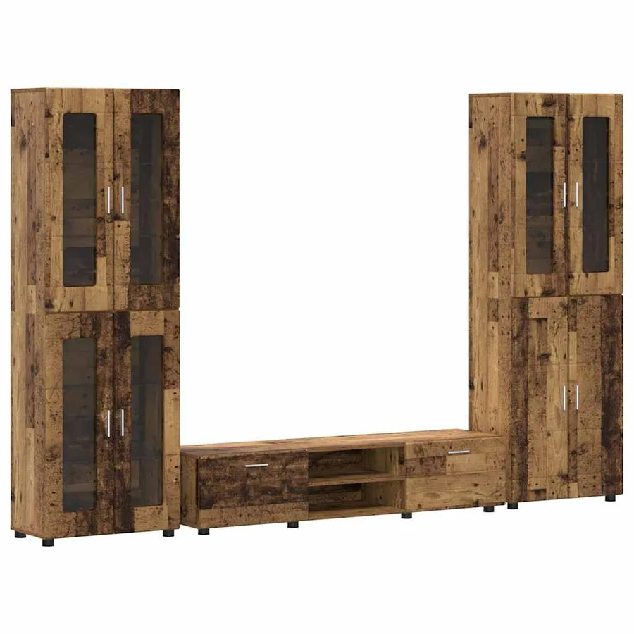 Ensemble meuble TV FLORIN 3 pcs Bois ancien Bois d'ingénierie - 2