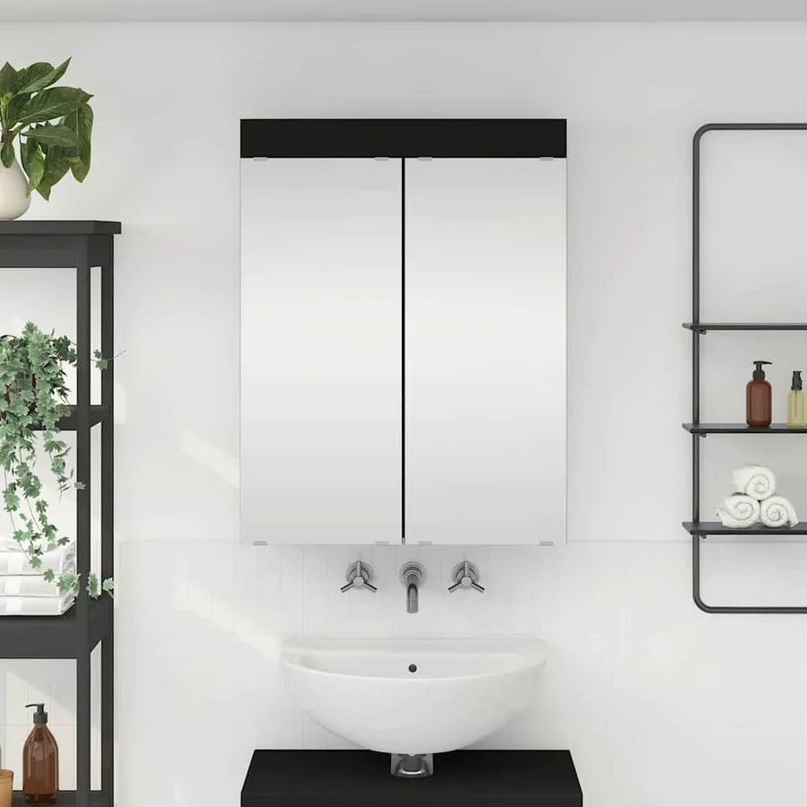 Amoire de salle de bain avec miroir avec étagère TULUM Noir