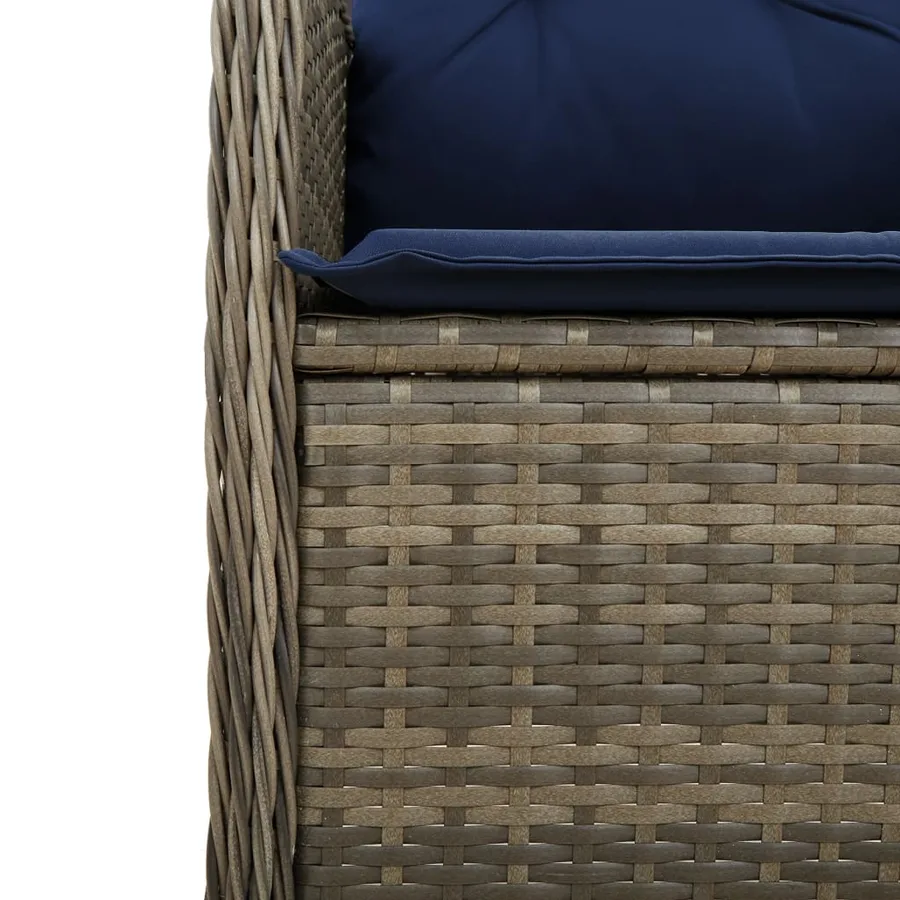 Chaise de jardin inclinable avec coussins en résine tressée grise - 8