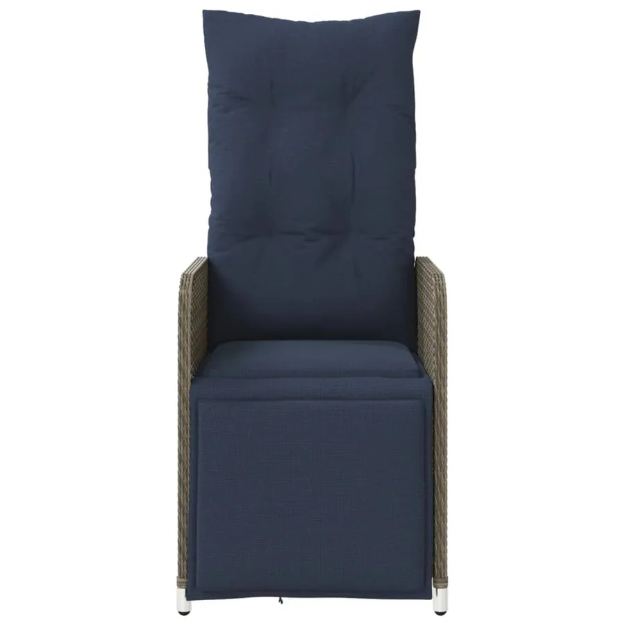 Chaise de jardin inclinable avec coussins en résine tressée grise - 4