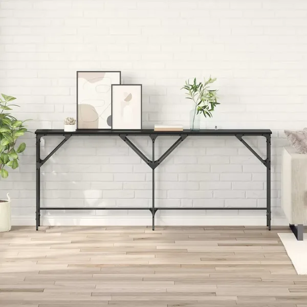 Table console Chêne noir 180 x 30 x 75 cm Bois d'ingénierie